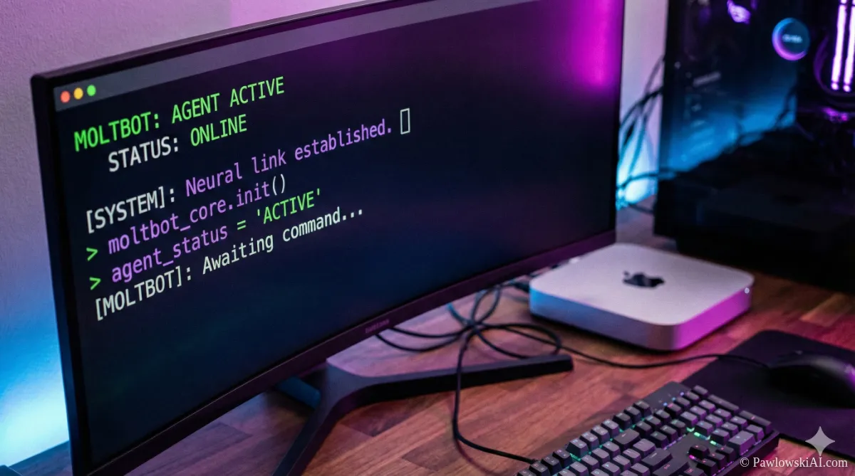 Moltbot dashboard running on a Mac Mini showing terminal execution