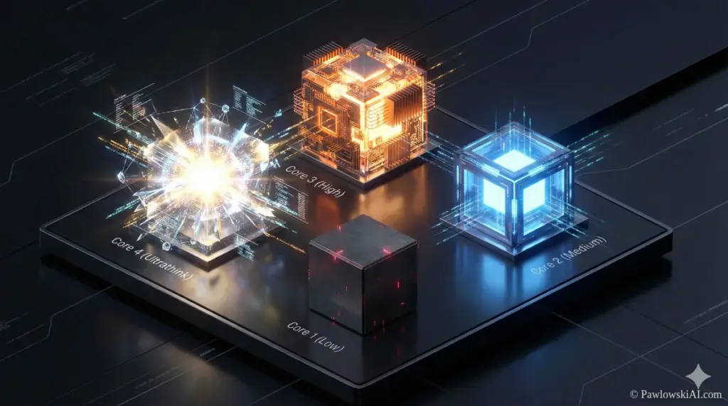 Visual representation of the 4 Modes of Thought in Claude Opus 4.6 ranging from Low Effort to Ultrathink